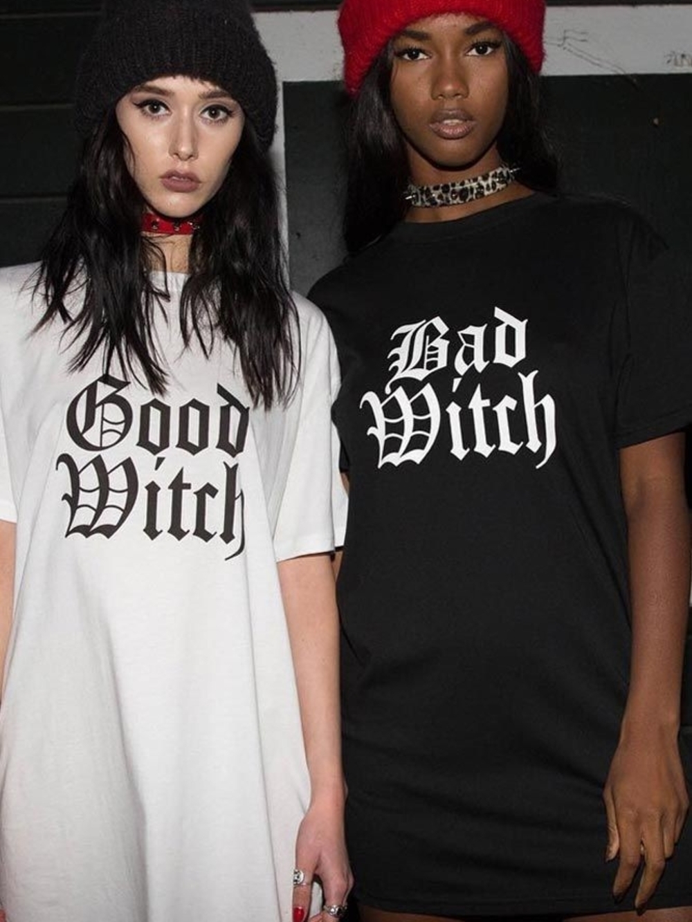 Good Witch / Bad Witch Graphic Tee Dresses - Black & White